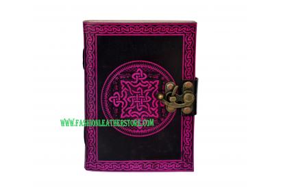 Celtic Book Of Shadow Leather Handmade Note Book Journal Sketch Book Pink With Black  